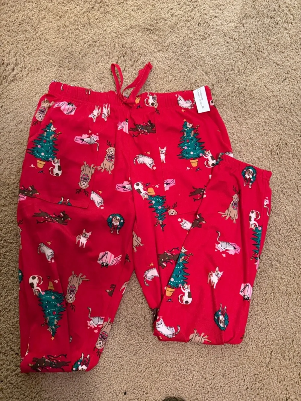 Women’s Pink Holiday Dog Print Pajama Shorts - Picture 2 of 2